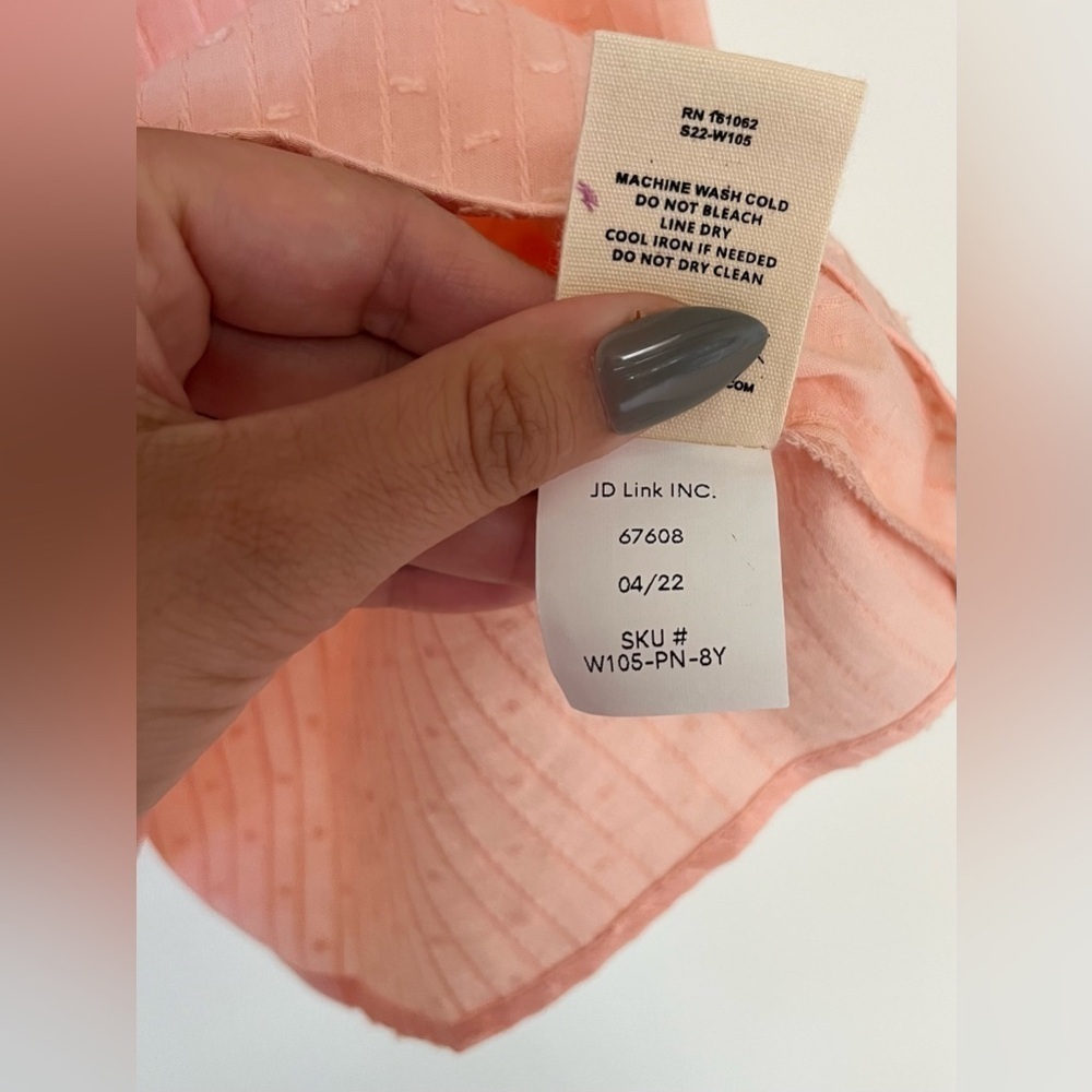 The Sunday Collective Girls Size 8-9 Pink Ruffle Sleeve Collar Blouse Top Pink - Picture 12 of 13